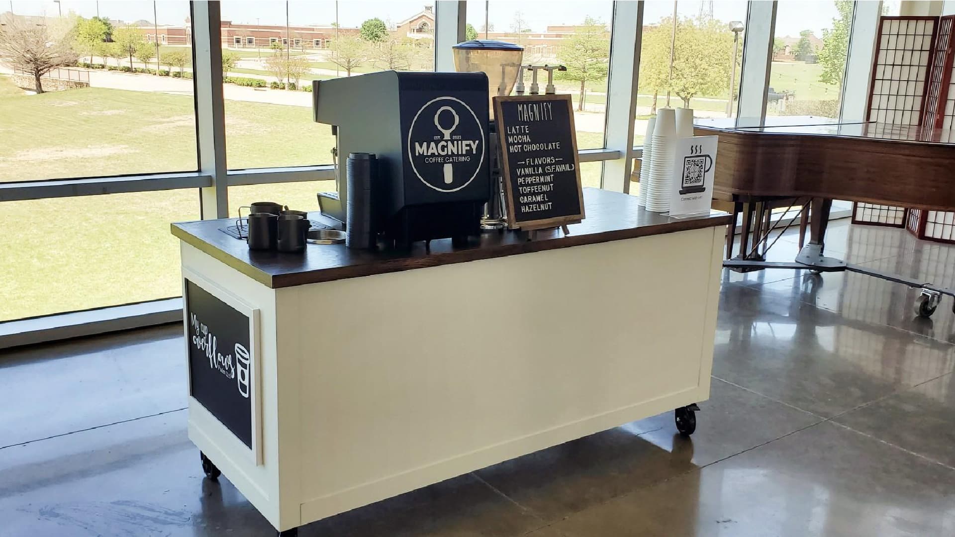 Magnify Coffee Catering mobile coffee cart and team in Dallas, TX